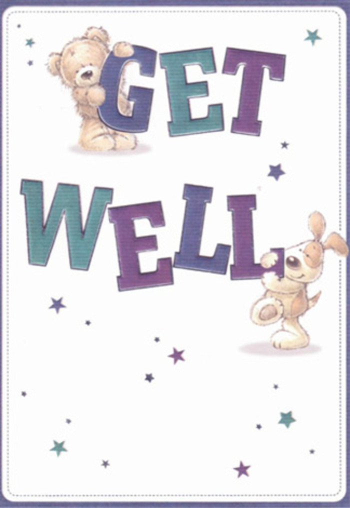 This get well card captures a moment of pure encouragement through charming artistry that feels perfectly at home in Parsons Green. The central illustrations-a snuggly bear and an endearing puppy-are alive with personality, their features rendered so softly you can almost sense each gentle tuft of fur. They play among oversized, bubbling letters shaded in varying purples and breezy aquas, each word feeling sturdy and reassuring. Around them, a drift of playful stars scatter like the first petals dropped along Fulham's local pathways, infusing the scene with notes of hope and lighthearted wonder. The clean, creamy white backdrop suggests the peaceful quiet of a freshly tidied florist studio, lending both clarity and calm. There's a tactile dimension to the artwork, reminiscent of lovingly wrapped bouquets prepared at neighborhood shops, each stem selected and positioned to offer genuine care. Sending this card from Parsons Green is like delivering a message wrapped in warmth-the kind of gesture that brightens a hospital room or comforts a friend along Hurlingham Road. Its spirited design and uplifting palette create an atmosphere where innocence and sincerity walk hand-in-hand, making every get well wish feel deeply personal.